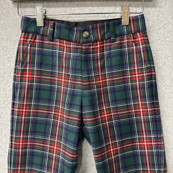 Janie & Jack Boys Size 7 Tartan Plaid Wool Pants Red Blue Green Preppy Holiday - Picture 2 of 9